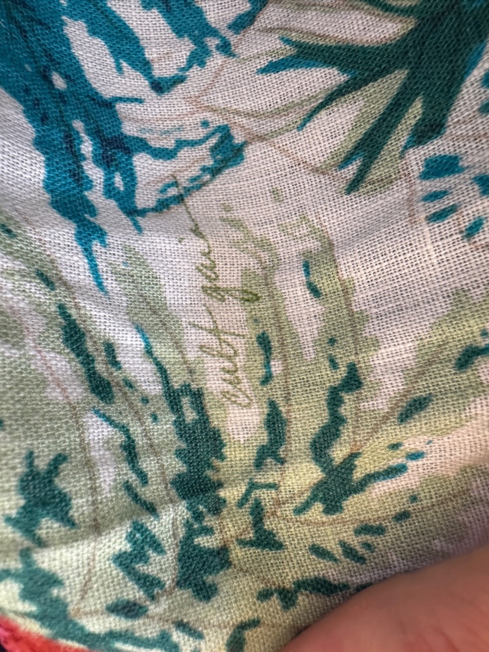 60s Vintage Tropical Print Linen Column Dress Sz S - Picture 4 of 7